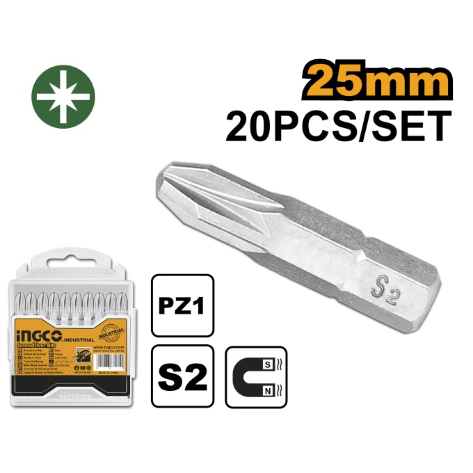 Set Biti PZ1 Scurti 20buc INGCO SDB11PZ113