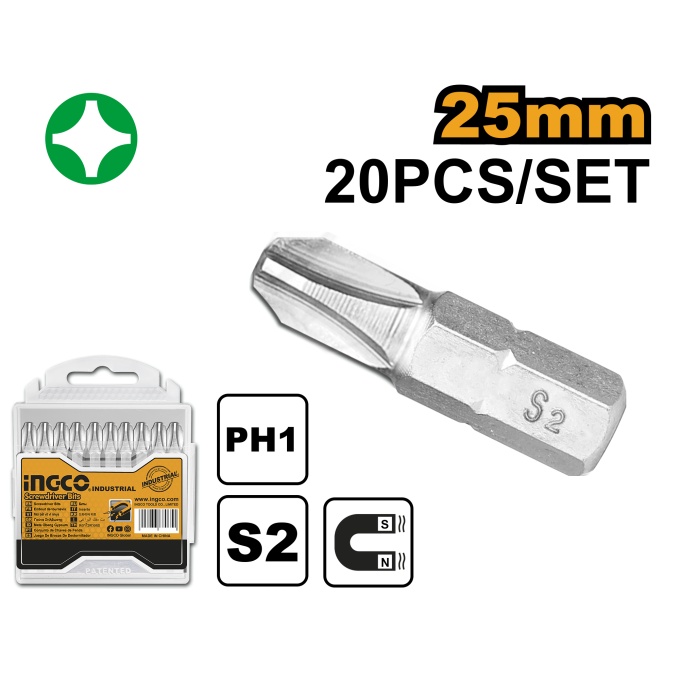 Set Biti PH3 Scurti 20buc INGCO SDB11PH313