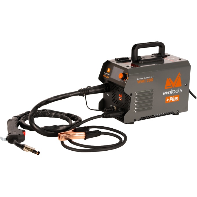 *OFERTA* Aparat Invertor de Sudura MIG-MMA-TIG 3 in 1 cu Afisaj LED WMI-200, electrod, sarma flux, gaz, Evotools 683150