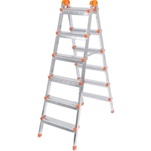 Scara dubla din otel 6+6 trepte, 130cm inaltime, 120kg, 7.9kg , Perilla 12504 - Img 2