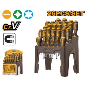 Set Surubelnite 26 bucati cu Suport, Ingco HKSD2628 - Img 1