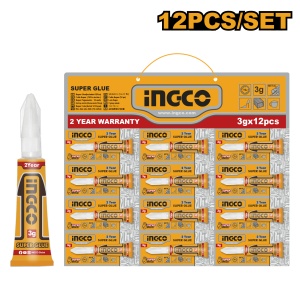 Super Glue 3g (12 buc/set) INGCO HSGU3122 – Adeziv Instant pentru Reparatii Precise si Durabile - Img 1