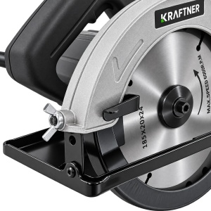 Fierastrau circular 1400W, 5300rot/min, disc 185mm, taiere 65mm la 90°, reglaj unghi 45°, sina de ghidare, KRAFTNER KF-1805 - Img 4