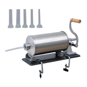Masina de umplut Carnati 3KG Orizontala INOX, 4 planii incluse, cu menghina, maner lemn PROFESIONALA
