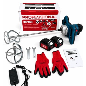 Mixer electric pentru mortar, cu 2 acumulatori 48V, 0-850RPM, paleta de rezerva, chei montaj, CAMPION PROFESSIONAL CMP1831 - Img 2