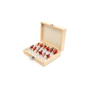 Set 12 freze pentru lemn 8 mm, profile drepte, V, 45°, core box si coada de delfin, pentru masina de frezat verticala, KRAFTNER KF-3088 - Img 2