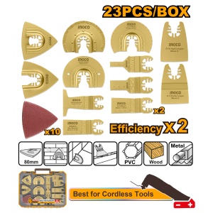 Set Accesorii Multi Tool 23 Bucati pe Acumulator INGCO – AKTMT2301 – Versatilitate si Performanta Extinsa pentru Scule Oscilante