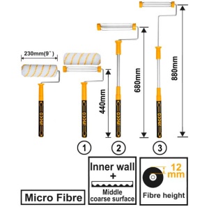 Trafalet cu Maner Extensibil 230mm, microfibra, interior, 440-880mm, maner pvc, premium Ingco HRHT442302T - Img 2