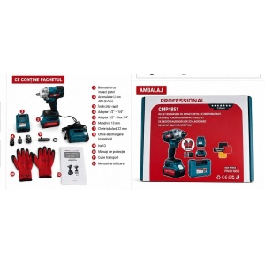 Masina de insurubat Cheie cu impact 48V 10Ah , cu 2 acumulatori si accesorii CAMPION PROFESSIONAL CMP1851 - Img 5