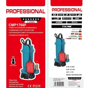Pompa submersibila apa murdara cu plutitor, 750w, 1hp, 3mc/h, 25m inaltime, 2860rpm, Campion PROFESSIONAL CMP1766F - Img 4