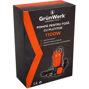 Pompa submersibila apa murdara din fonta GW GW7180, 1.1kW (1100W), cu plutitor automat, cablu 6.7m, pentru drenaj intensiv si evacuare apa cu impuritati - Img 5