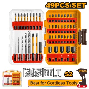 Set biti si burghie impact 49 buc, pentru scule cu acumulator, INGCO AKDL24906 - Img 2