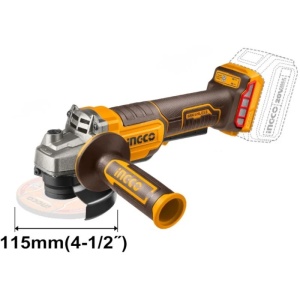 Flex unghiular INGCO CAGLI2111561E, 20V, Brushless, 115mm, 1000W, 3 trepte viteza, maner anti-vibratii, platforma P20S, 1 acumulator 4Ah, incarcator, 10 discuri si cutie transport - Img 2