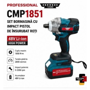 Masina de insurubat Cheie cu impact 48V 10Ah , cu 2 acumulatori si accesorii CAMPION PROFESSIONAL CMP1851 - Img 2