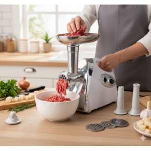 Masina de tocat carne electrica 3000W *4 in 1* cu adaptor rosii, carnati, chitele; 3 site inox, PROFESSIONAL CAMPION CMP0802 - Img 3