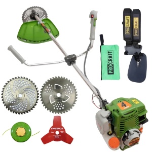 Motocoasa benzina 4t timpi, 7.8cp, 62cm³, 9000rpm, 3 sisteme taiere, PROCRAFT T5600 GERMANY - Img 1
