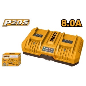 Incarcator rapid Dublu 8A acumulator P20S - Ingco FCLI2082 - Img 1