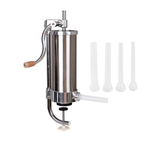 Masina de umplut carnati verticala inox 3.0 kg cu 4 palnii, maner din lemn B1202 - Img 4