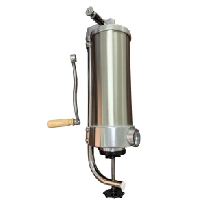 Masina de umplut carnati verticala inox 3.0 kg cu 4 palnii, maner din lemn B1202