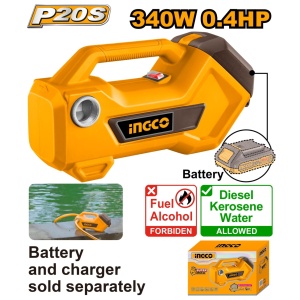 Pompa de transfer lichide 20V, 0.4HP, 48 l/min, conexiune 3/4", fara acumulator, P20S INGCO TPLI2001 - Img 2