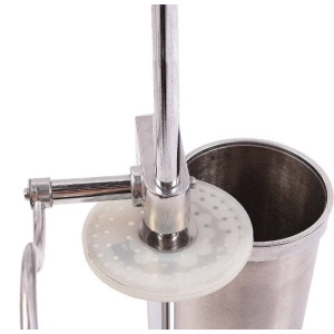 Masina de umplut carnati verticala inox 3.0 kg cu 4 palnii, maner din lemn B1202 - Img 5