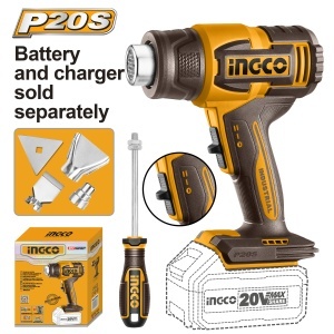 Pistol cu aer cald 20V, 300/550°C, 100/200 L/min, cu 4 accesorii – fara acumulator HGLI2006