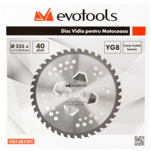 Disc Vidia Pentru Motocoasa Cu 4 Aripioare 255x25.4x1.3 mm, 40 dinti Evotools 681391 - Img 2