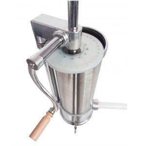 Masina de umplut carnati verticala inox 3.0 kg cu 4 palnii, maner din lemn B1202 - Img 6