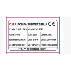 Pompa apa murdara submersibila cu plutitor si tocator CMP1763 V2500T – 2500W, debit 20 m3/h, set racorduri incluse - Img 4