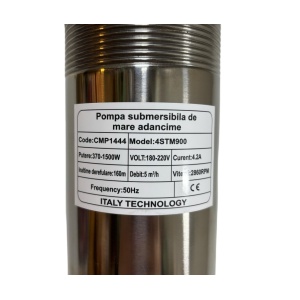 Pompa apa submersibila MARE ADANCIME, inaltime 160m, cablu 20m, 1500w, 100% cupru, 5000 l/h Campion 4STM900 CMP1444 - Img 3