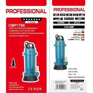 Pompa submersibila apa curata CMP1766 QDX3-25-0.75, 0.75kW, 1HP, debit 3 mc/h, inaltime refulare 25m, 2860RPM, 110-220V, fara plutitor - Img 4