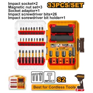 Set Biti Impact 33buc AKDL63306 – biti impact 25mm si 50mm cu tubulare Cr-Mo si adaptor 3/8" pentru insurubat profesional