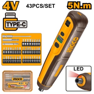 Surubelnita Electrica 4V 5Nm Set 43 Piese CSDLI04062 – surubelnita electrica compacta cu biti multipli, LED si incarcare USB-C - Img 2