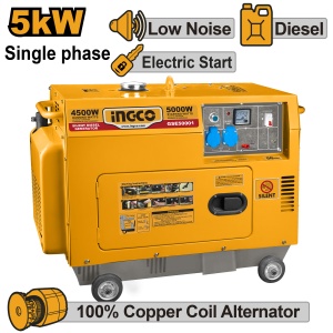 Generator curent 5KW - 220V Silentios, Diesel 9 CP, Ingo GSE50001 - Img 1