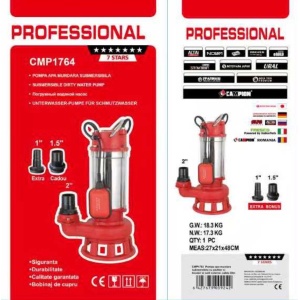 Pompa apa murdara submersibila cu plutitor si tocator CMP1764 V3500T – 3500W, debit mare, racord 2", set complet - Img 5