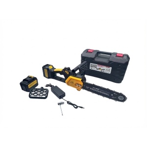 Mini Drujba electrica 4AH, 48V, 300mm, 2 acumulatori, brushless, ungere automata, 1800w, model YELLOW CAMPION Germany CMP1756Y