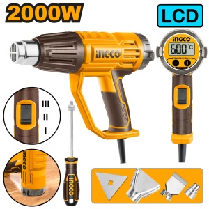 Pistol cu Aer Cald 2000W HG200058 – Afisaj Digital LCD, 50-600°C, 3 Trepte Debit Aer, Set Duze Inclus - Img 2