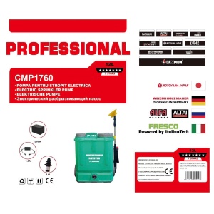 Pompa de Stropit Electrica pe Baterie cu Acumulator CMP1760, 12L, 12V, Presiune 2-4 Bar, Autonomie pana la 4 Ore, Lance Telescopica Inox, Duze Multiple, Incarcator Inclus, Sistem Purtare Ergonomic - Img 2