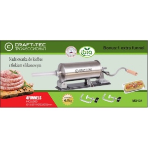 Masina carnati orizontala 4kg, 5 palnii, constructie inox, Craft-Tec MX131 - Img 2
