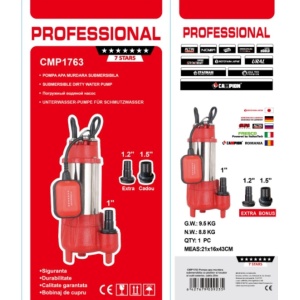 Pompa apa murdara submersibila cu plutitor si tocator CMP1763 V2500T – 2500W, debit 20 m3/h, set racorduri incluse - Img 5