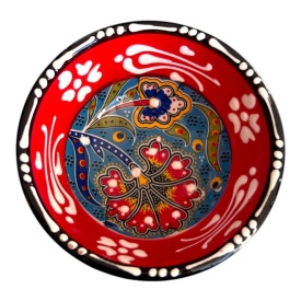 Bol mic din ceramica, lucrat manual, rosu, pentru sosuri, alune, nuci, bijuterii