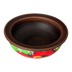 Castron din ceramica, bol traditional, pictat manual cu maci, 20 cm - Img 2