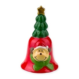 Clopoțel ceramic Crăciun 11x7 cm – clopoțel cu brad și ren, ideal pentru sărbători