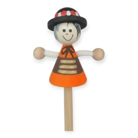 Creion din lemn, figurina, papusa traditionala, decorata manual,stil popular,barbat, 20 cm
