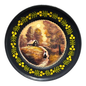 Farfurie Ceramica de Marginea pictată manual – Drumul spre gospodărie, 24 cm