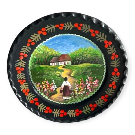 Farfurie ceramica decorativa pictata manual pentru perete – 24 cm Marginea