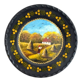 Farfurie ceramică pictată manual – La munca fânului
