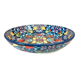 Farfurie,platou ceramic albastru pentru servire si mancare, model multicolor, 20 cm - Img 2