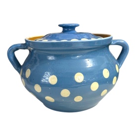 Oala de lut pentru sarmale, albastra, 2.8 litri