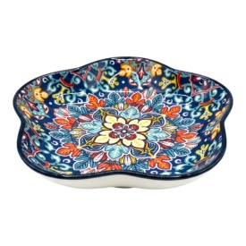 Platou din ceramica in forma de floare, pentru servirea mesei, aperitiv, desert, 20 cm - Img 3